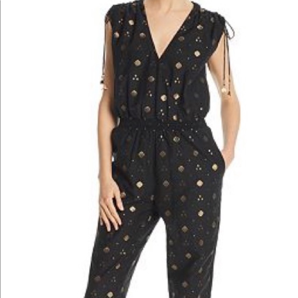JOIE Nadezhda metallic faux wrap jumpsuit
